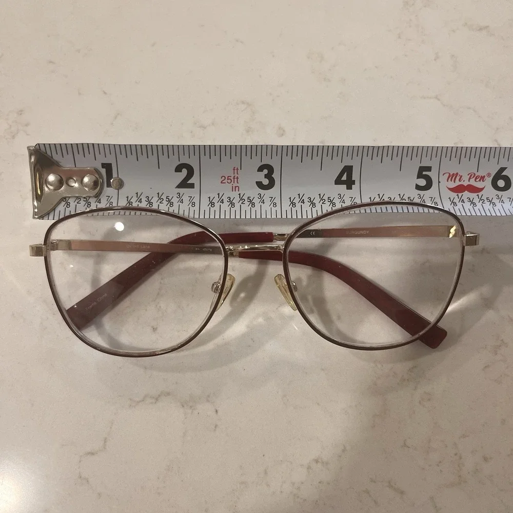 Oxford Lane Queensbury Eyeglass Frame Only Aviator Gold Color Burgundy 54 17 135